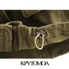 KPYTOMOA Kvinnor Fashion med fickor Croped Jacket Coat Vintage L￥ng ￤rm Justerbar Hem Female Outerwear Chic Tops 201029