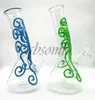 QBsomk Fluorescent octopus Glow in dark Glass Bongs nectar collector Small Mini Glass Beaker Bongs Water Pipe luminous Water Bongs Dab Rigs