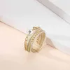 HOVANCI Ins – Bracelet à maillons dorés pour filles, 7 chaînes multicouches en métal perlé, motif géométrique irrégulier