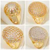 Ringos de cluster Big Round Round Design Zirconia Ring Luxury Wedding Party Gold for Women Middle Oriente Estilo Vintage Dubai Jóias Drop12975913