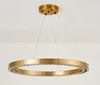 Luxe Moderne Plafond Kroonluchter voor Woonkamer Geborstelde Gouden Ring Crystal Lamp Grote Woondecoratie Cristal Light armaturen