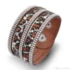 Bracelet à breloques bracelet en cristal bracelets de déclaration en cuir de luxe magnifiquement avec fermeture magique Bracelets en cristaux