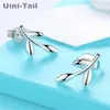 Stud Uini-Tail 925 Sterling Silver Sweet Leaves Earrings Small Fresh Art Fashion Tide Flow Hypoallergenic High Quality ED6241