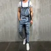 Godlikeu Fashion Mens Denim Jeans Overalls Skinny Jumpsuit med fickor för avslappnad arbete