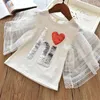 Short Sleeve Summer Girls T-shirts Flamingo Letter Cartoon Printing Tops For Baby Girl Clothes Sequined Tshirt 20220224 H1