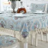 Dumny Róża Europejska Tablica Jacquard Tkaniny Koronki Obrus ​​Tabela Biegacz Wedding Decor Pokrywa Dustoszczelna Cloth Chair Poduszka LJ201223