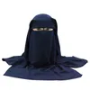 Muzułmańska bandana szalik islamski 3 warstwy niqab burqa bonnet hijab czapka zasłona na nakładzie czarna twarz okładka Abaya Style Head Covering 26132902