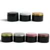 120g Preto PET creme Make Up Jar com metal Tampas 4 oz garrafa de alumínio preto tampas Rosa, Ouro, Prata e 20pcs Inner Pad