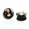 1 Pair Black Acrylic Screw Fit Flesh Tunnel Ear Plug Mona Lisa's Smile Piercings Gauges Ear Expander Body Jewelry Ear Stretcher