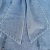 Twotwinstyle patchwork bow denim jaqueta feminina feminina colar de manga longa vintage casacos ruched para roupas femininas moda 201023