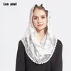 スカーフレオアンビファッションレースヘッドバンドFoulard Femme Bandana Infinity Mantilla Chapel Veilホワイト刺繍Jersry Hijab女性スカーフ1