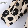 Zevity New Women Fashion Leopard Printing Casual SMOCK BLOUSE Office Laders Long Sleeve Business Shirts Chic Chemise Tops LS7291 201201