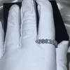 Choucong zupełnie nowa para pierścieni luksusowa biżuteria 925 srebrna księżniczka kroja białe topaz duże diamentowe kobiety ślubne Zestaw ślubny 221e