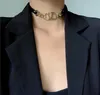 Vente chaude fille mode personnalité cuir lettre couture collier rétro chaîne large cou chaîne clavicule chaîne femme haute qualité bijoux a