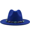 Fedora Hat Women Man Westers Cowboy Jazz Caps Solid Wide Brim Band Bett Stone高級ハンドメイド冬ホワイト黒人女性男性帽子