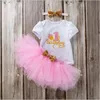 2T Odzież dla dziewcząt 3PCS 1. urodziny Baby Baby Romper Top Sukienki i stroje opaski na głowę FIT 024 Miesiące 280I3665709