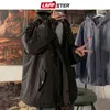 Lappster Men Black Streetwear Winter Jackets Coats Mens Corean Wited Puffer Coat Coat Male Harajuku Pocket Hip Hop Parka 201119