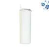 Stainless Steel Tumblers 20oz Sublimation Straight Tumbler Blanks White Plastic Straw Cups Cover Separable Water Outdoor Keep Warm N2