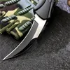 전술 생존 캠핑 스프링 나이프 자동 karambit D2 Machete 블레이드, 블랙 알루미늄 핸들 자기 방어 나이프