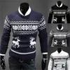 Mode Hommes Chandails De Noël Angleterre Style Hommes Chandail Cerfs Pulls Chandail De Rennes Mince O-Cou Hommes Chandail 201130