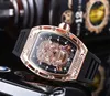 2022 Top Luxury Orologi al quarzo Cassa in acciaio inossidabile 6 Pin Secondi Cinturino in caucciù Orologio maschile Relogio Masculino