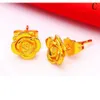 Orecchini per borchie di moda a forma di fiore per bambini Lady 18k Giallo Gold Charm Pieno gioiello regalo 9988085