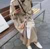İngiliz Kruvaze Boy Uzun Trençkot Kadın Rüzgarlık Moda Kadın Turn-down Yaka Uzun Paltolar Kış 201111