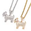 iced out goat pendant necklaces for men women luxury designer sheep bling diamond pendants gold silver animal hip hop jewelry chai233n