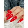 False Nails Red Sharp Ending Artificial Nail Tips Flame Extra Long Full Fake Finger Stiletto Shine Lady 24PCS Prud22