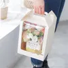 Boîtes d'emballage de Bouquet de fleurs en PVC Transparent haut de gamme, boîte d'emballage en papier Kraft à transporter à la main, boîte d'emballage cadeau 1278j