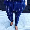 Мужские брюки мужчины Jogger мода повседневный бизнес Slim Fit Striped Print молния длинные брюки1