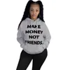 Зарабатывать деньги, а не друзья, топ плюс размеры, женские халаменты. Пуловые капюшоны Куртка свитера зима теплые топы Outwear Sake5911509