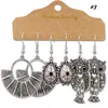 New 10 Set 3 IN 1 Dangle Earrings For Women Vintage Antique Silver Mix Styles Beautiful Drop Earrings Wholesale Bulk Lots