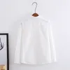 코튼 여성 블라우스 긴 소매 캐주얼 소녀 흰 블라우스 셔츠 간단한 디자인 여성 사무실 탑스 셔츠 봄 가을 201201