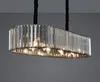 Nouveau lustre en cristal rectangulaire éclairage lustre noir design lustres led pour salon cuisine île lampes suspendues