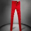 Mäns Jeans Vår och Höst 2022 Stil Koreansk Fashion Red Stretch Skinny Pencil Pants Foot Teenagers