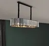 Nouveau lustre en cristal rectangulaire éclairage lustre noir design lustres led pour salon cuisine île lampes suspendues