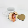 DIY Sublimation Blank Coaster Holz Kork Tasse Pad MDF Förderung Liebe Runde Blume Geformte Tasse Matte Werbung Party Bevorzugung Geschenk DHL FY3758