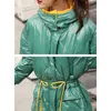 Kvinnors Down Parkas Winter Glossy Coat Kvinnor Lång Hooded Jacka Parka Womens Vit Duck Varm tjocklek1