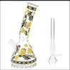 Base de bécher Dab Rigs Jaune Verre Abeille Eau Bongs Narguilés Fumée Tuyau En Verre Downstem Perc Avec Bol De 14mm