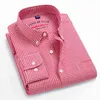 Chemises pour hommes décontracté à manches longues travail chemise à carreaux 100% coton Oxford à carreaux homme d'affaires coupe régulière boutonné automne nouveau G0105