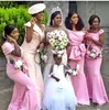 Vestidos de dama de honor de color rosa de moda Satén con apliques Vestidos de dama de honor de talla grande para vestidos de fiesta de invitados de boda campestre L180