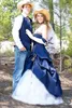 2017 moderno cowboy azul ao ar livre vestidos de casamento uma linha querida drapeado rendas até voltar vestidos de noiva elegante personalizado