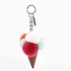 真のミンクの毛皮ボールMezclados Pom Helado de Cauero Pompon Llavero Mujeres Encanto Bolsa Colgantet