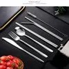 9 pcs Portable Flatware Set Cutlery Outdoor Travel Stainless Steel Dinnerware Sets With Storage Box And Bag Tableware RRB12921