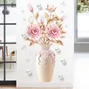 Creative Pivoine Fleurs Vase Wall Sticker pour Salon Chambre Decal 3D Stickers Muraux Amovible Décoration Murale Peinture Décor 201202