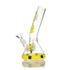 8.5 inchs Tall Yellow Bee Glass Beaker Bong Bubbler Water pipes With 14mm Bowl Smoking Hookahs Shisha Thick Bongs Dabber