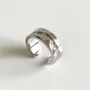 925 Sterling Silver Ring Female Ins Nicho Design Na moda Indústria Pesada Masculina Exagerada Largo Noodle Índice Dedo Moda Jóias