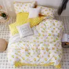Amarelo Lemon imprime conjunto de cama 3/4 pcs crianças / adulto cama de roupa de cama capa de camas de cama fronha de colcha de colcha de frutas do quarto de 201114