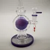 7 Inch Green Purple Glass Bong 14mm Joint Ball Perc Bongs Water Pipes Inverted Showhead Percolator Beaker Oil Dab Rigs With Bowl